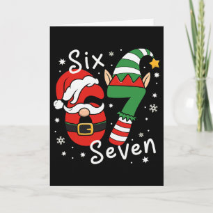 Six Seven 67 Meme 6 7 Elf Santa Christmas Pajamas  Card