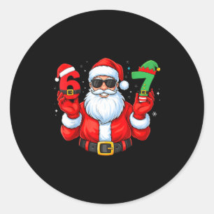 Six Seven 67 Meme 6 7 Elf Santa Christmas Pajamas Classic Round Sticker