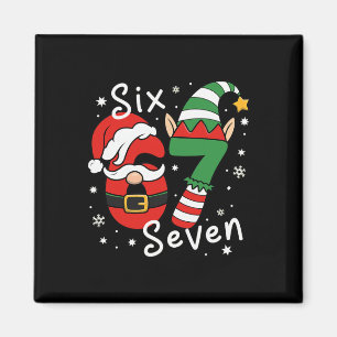 Six Seven 67 Meme 6 7 Elf Santa Christmas Pajamas Magnet