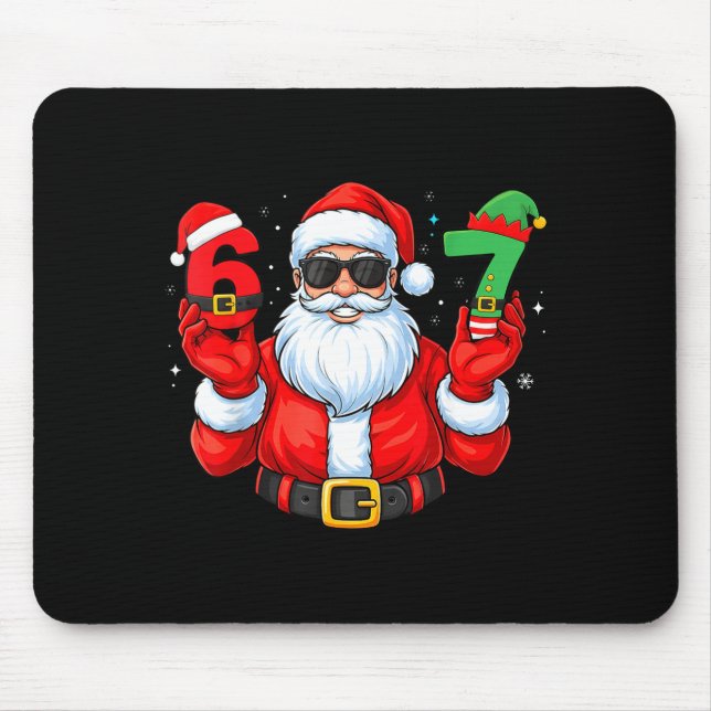 Six Seven 67 Meme 6 7 Elf Santa Christmas Pajamas  Mouse Pad (Front)
