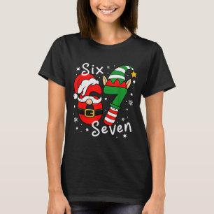 Six Seven 67 Meme 6 7 Elf Santa Christmas Pajamas T-Shirt