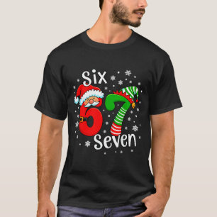 Six Seven 67 Meme 6 7 Elf Santa Christmas T-Shirt