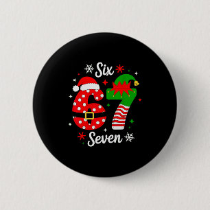 Six Seven 67 Meme 6 7 Santa Christmas Pajamas Kids 2 Inch Round Button