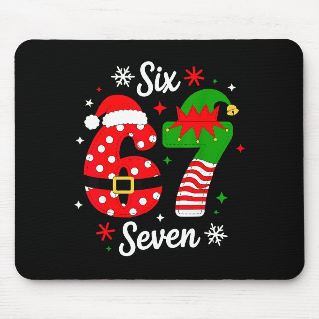 Six Seven 67 Meme 6 7 Santa Christmas Pajamas Kids Mouse Pad (Front)