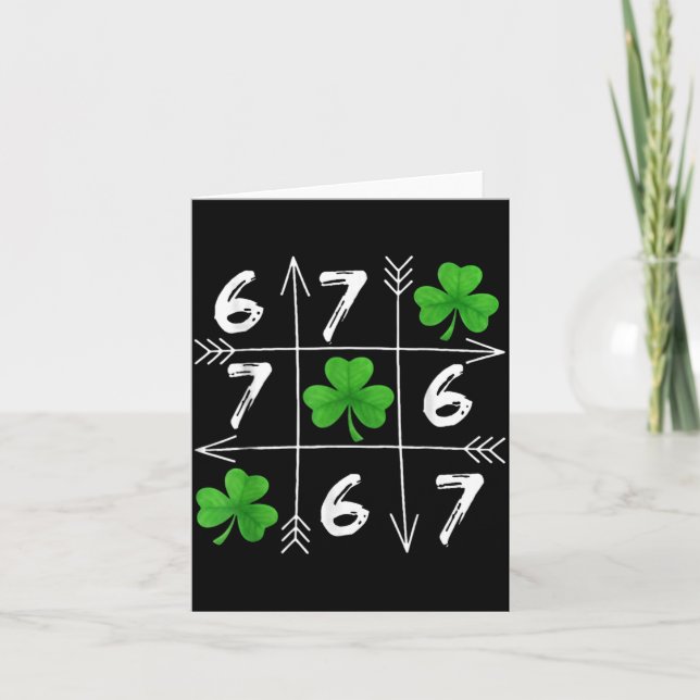 Six seven 67 meme 6 7 st. patrick´s day shamrock  card (Front)