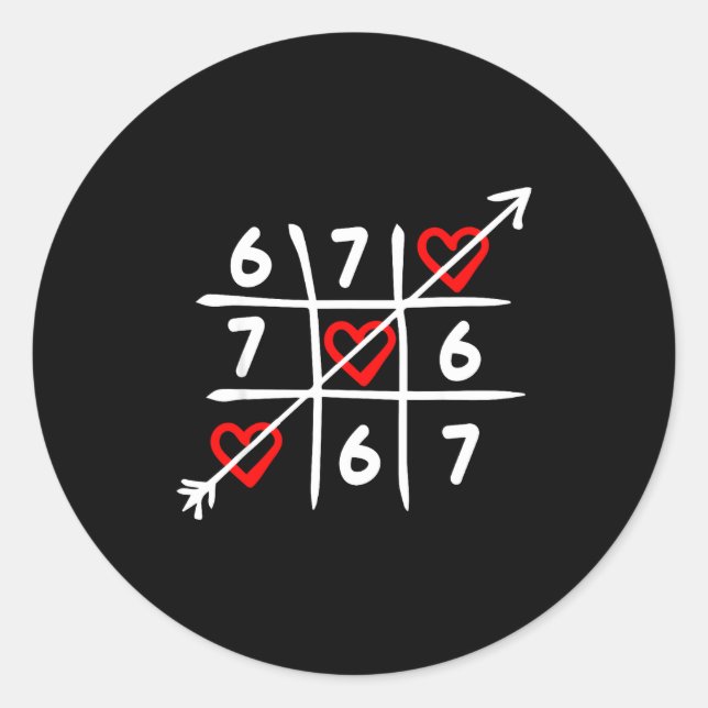 Six Seven 67 Meme 6 7 Valentines Day Heart Men Wom Classic Round Sticker (Front)