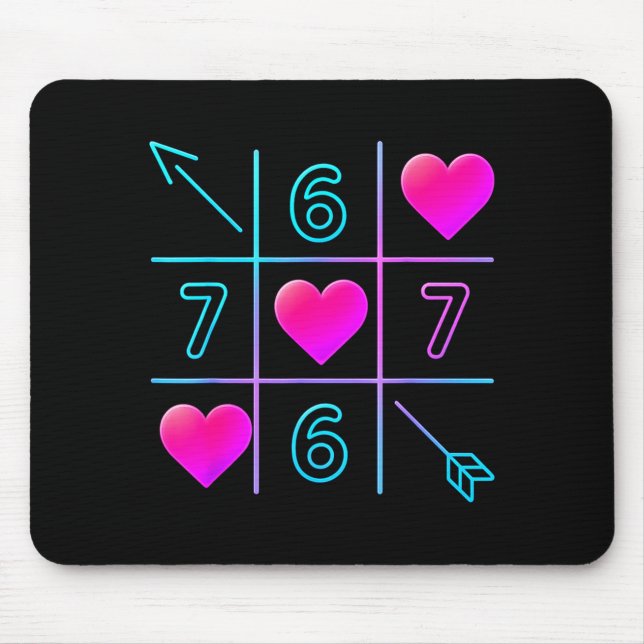 Six Seven 67 Meme 6 7 Valentines Day Heart Men Wom Mouse Pad (Front)