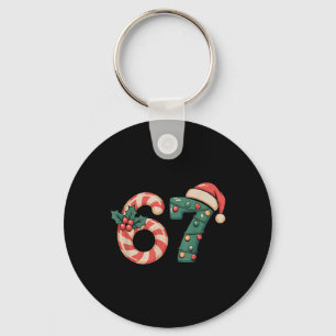 Six Seven 67 Meme Christmas Keychain