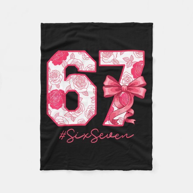 Six Seven 67 Meme Coquette Girl Bow Funny Gen Alph Fleece Blanket (Front)