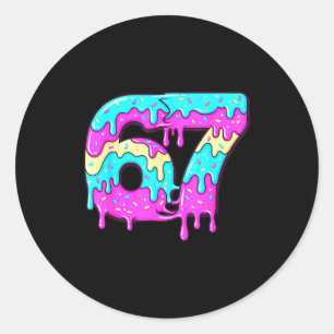 Six Seven 67 Meme Drippy Number 67 Ice Cream  Classic Round Sticker