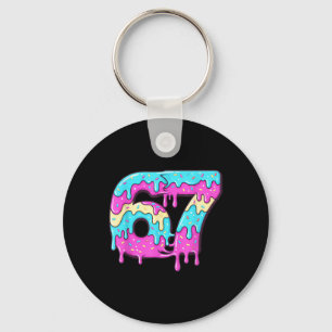 Six Seven 67 Meme Drippy Number 67 Ice Cream  Keychain