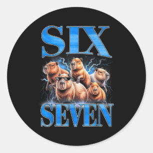 Six Seven 67 Meme Funny Capybara Bootleg Graphic  Classic Round Sticker