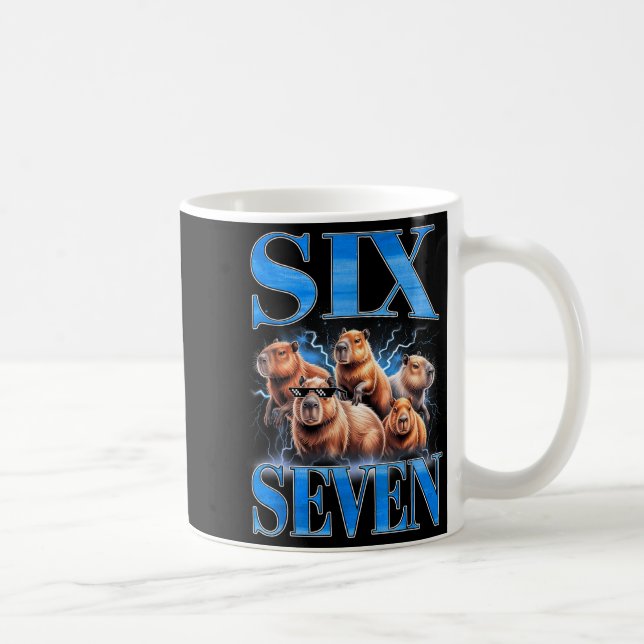 Six Seven 67 Meme Funny Capybara Bootleg Graphic  Coffee Mug (Right)