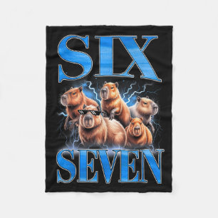Six Seven 67 Meme Funny Capybara Bootleg Graphic  Fleece Blanket