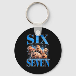 Six Seven 67 Meme Funny Capybara Bootleg Graphic  Keychain
