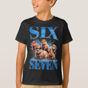 Six Seven 67 Meme Funny Capybara Bootleg Graphic  T-Shirt