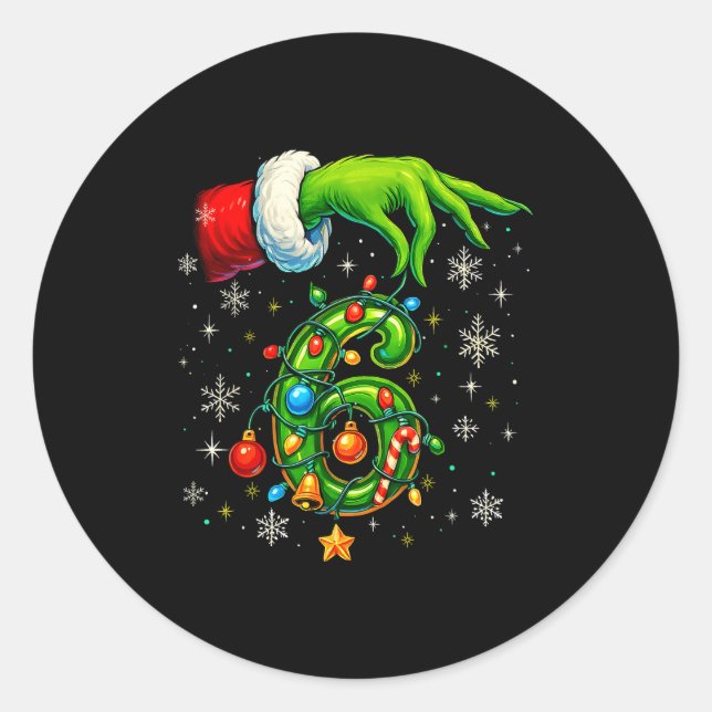 Six Seven 67 Meme Funny Christmas Couple Matching  Classic Round Sticker (Front)