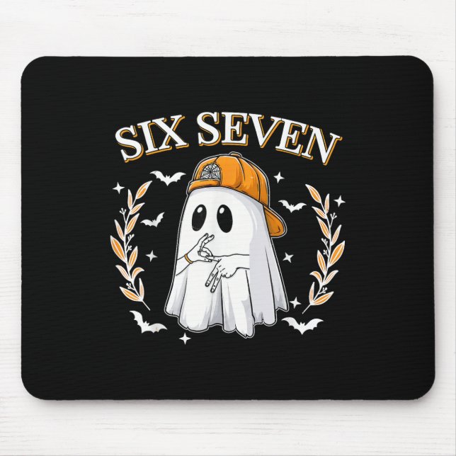 Six Seven 67 Meme Funny Ghost Halloween 6 7 Couple Mouse Pad (Front)