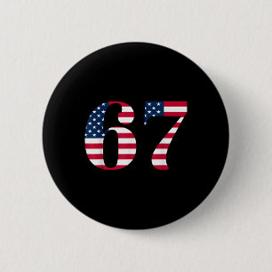 Six Seven 67 Meme Funny Us American Flag Halloween 2 Inch Round Button