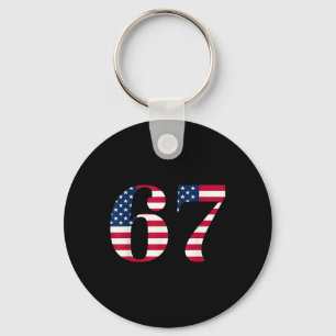 Six Seven 67 Meme Funny Us American Flag Halloween Keychain