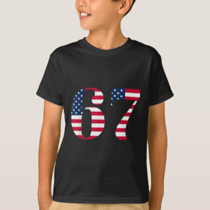 Six Seven 67 Meme Funny Us American Flag Halloween T-Shirt