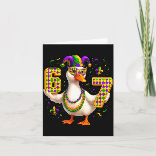 Six Seven 67 Meme Goose With Jester Hat & Bead Card