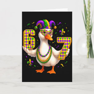 Six Seven 67 Meme Goose With Jester Hat & Bead Card