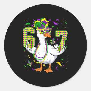 Six Seven 67 Meme Goose With Jester Hat & Bead Classic Round Sticker