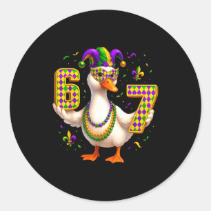 Six Seven 67 Meme Goose With Jester Hat & Bead Classic Round Sticker