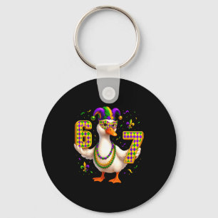 Six Seven 67 Meme Goose With Jester Hat & Bead Keychain