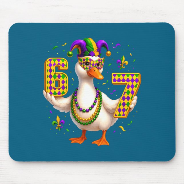 Six Seven 67 Meme Goose With Jester Hat &amp; Bead Mouse Pad (Front)