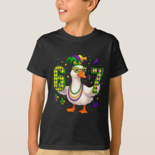 Six Seven 67 Meme Goose With Jester Hat &amp; Bead T-Shirt