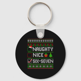 Six Seven 67 Meme Nice Naughty Christmas Pajamas M Keychain