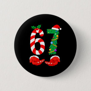 Six Seven 67 Meme Santa Christmas Holiday Funny 2 Inch Round Button
