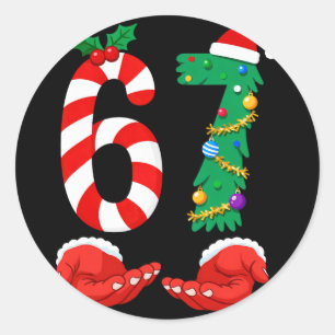 Six Seven 67 Meme Santa Christmas Holiday Funny Classic Round Sticker