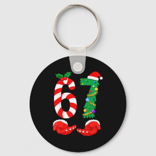 Six Seven 67 Meme Santa Christmas Holiday Funny Keychain