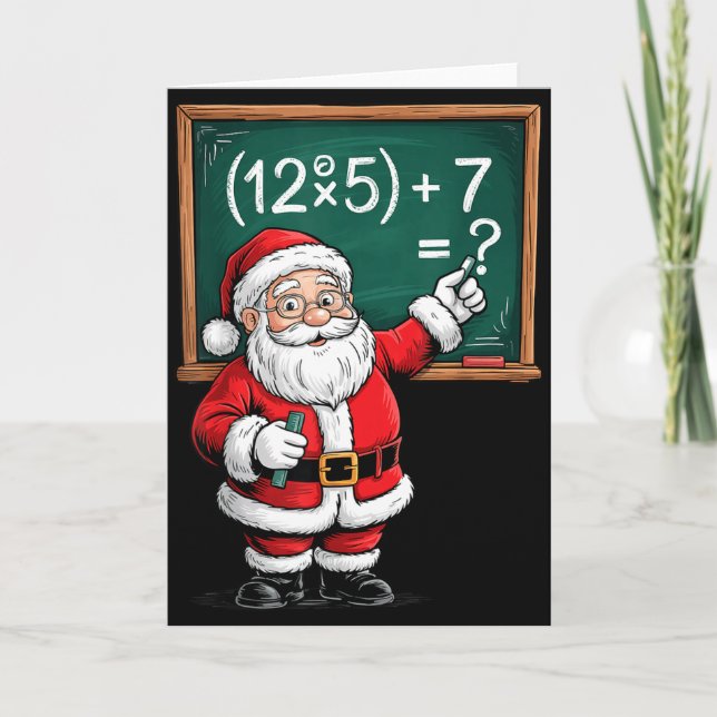 Six Seven 67 Meme Santa Math Teacher Christmas Men Card (Front)