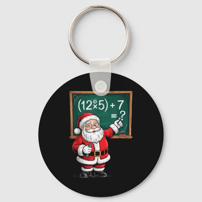 Six Seven 67 Meme Santa Math Teacher Christmas Men Keychain (Front)