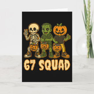 Six Seven 67 Squad Skeleton Pumpkin Halloween Boys Card