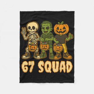 Six Seven 67 Squad Skeleton Pumpkin Halloween Boys Fleece Blanket