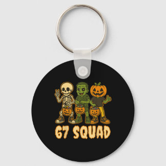 Six Seven 67 Squad Skeleton Pumpkin Halloween Boys Keychain