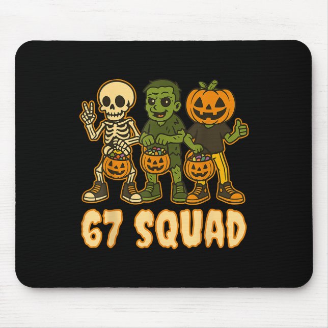 Six Seven 67 Squad Skeleton Pumpkin Halloween Boys Mouse Pad (Front)