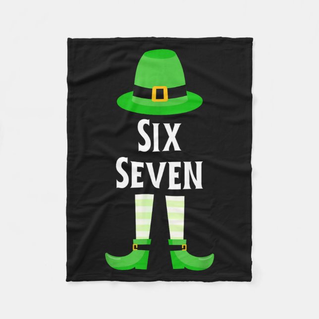 Six Seven 67 St Patricks Day Kids Funny Leprechaun Fleece Blanket (Front)