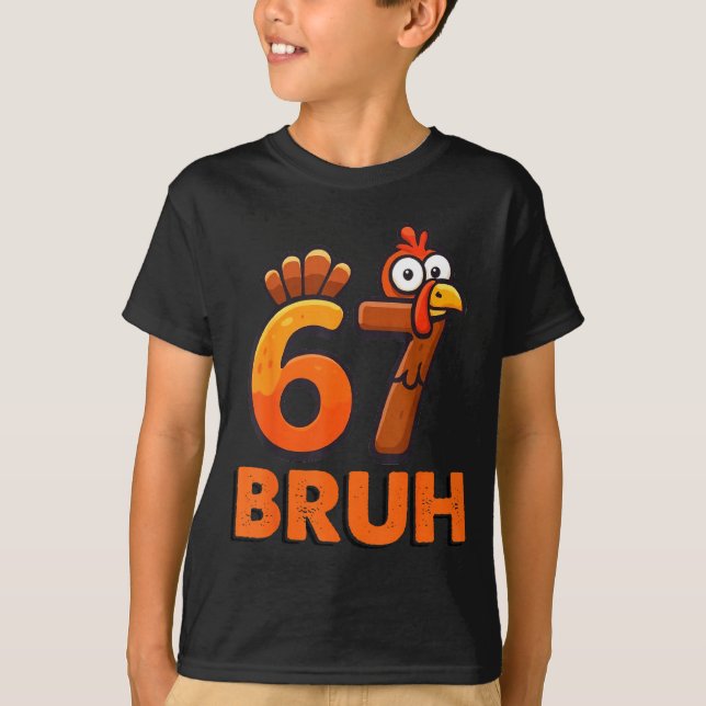 Six Seven 67 Thanksgiving Meme Funny Thankful Turk T-Shirt (Front)