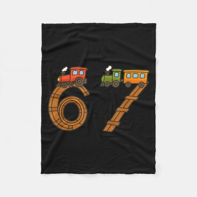 Six Seven 67 Train Tracks Trains Numbers 6 And 7 V Fleece Blanket (Front)