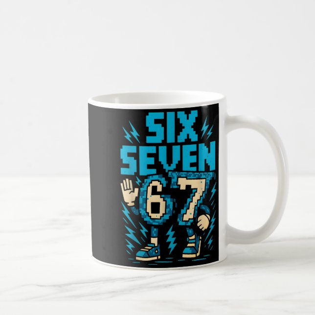 Six Seven 67 Xel Gamer Apparel Retro Block Style A Coffee Mug (Right)
