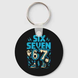 Six Seven 67 Xel Gamer Apparel Retro Block Style A Keychain