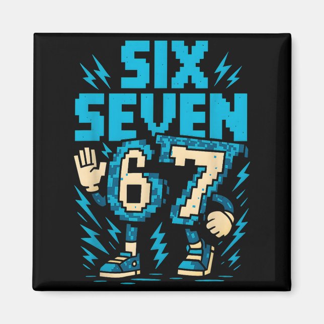 Six Seven 67 Xel Gamer Apparel Retro Block Style A Magnet (Front)