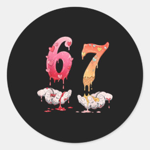 Six Seven 6 7 67 Funny Matching Valentines Day Cou Classic Round Sticker