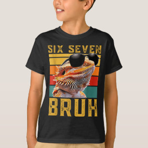 Six Seven 6 7 67 Meme Funny Bearded Dragon Design  T-Shirt